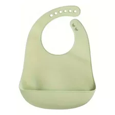 Babero Para Bebe En Silicona Verde Con Bolsillo