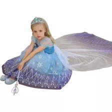 Fantasia Infantil Vestido Frozen Princesa Elsa Luxo Com Capa