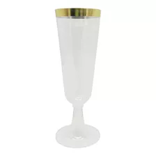 Taça Para Champanhe 150ml Luxo Listra Ouro 4 Unidades