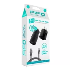 Cargador Auto 3 En 1 + Ficha Pared + Cable Micro Usb Fifo