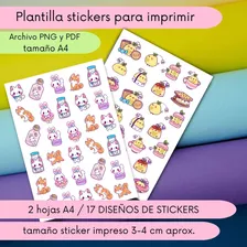 Set Sticker Imprimibles Kawaii Conejo, Zorro, Pollito
