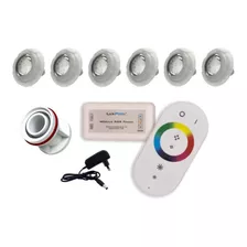 Kit 6 Leds Rgb Piscina Com Controle + Fonte + Adaptador 50mm 110v/220v