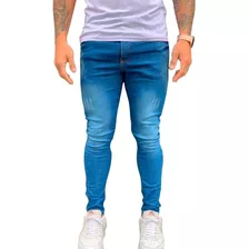Calça Masculina Jeans Slim Reta Rasgada Skinny Premium Lycra
