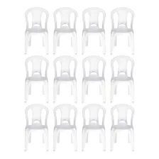 Kit 12 Cadeiras De Plástico Tramontina Sem Braço Reforçada