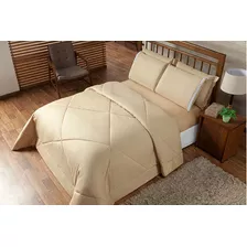 Roupa De Cama + Lençol Dupla Face Casal Box 6 Pçs Edredom Cor Avel