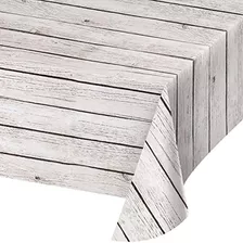 Manteles De Plastico Blanco Con Grano De Madera, 3 U.