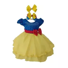 Vestido Branca De Neve Luxo Menina, Vestido Aniversário