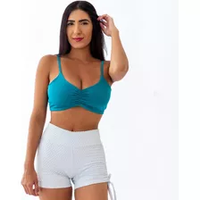 Top Faixa Cropped Alça Grossa Feminino Fitness Academia Plus