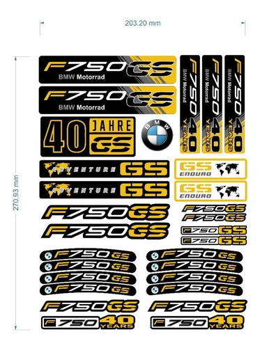 40 Aniversario Bmw F750 Gs Stickers/calcomanias Planilla Foto 3