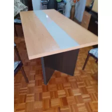 Mesa Comedor 85x160 Madera Con Vidrio Perfecto Estado