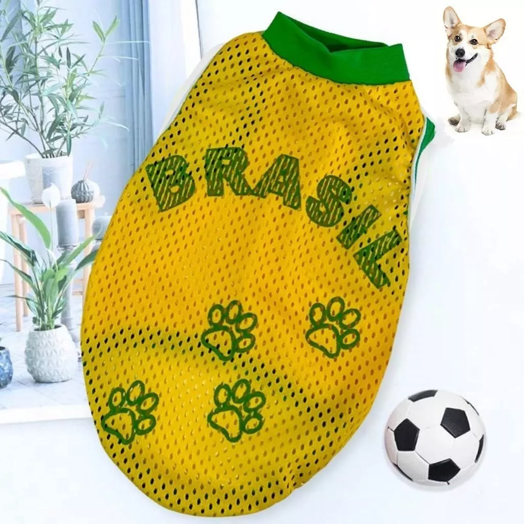 Camiseta Do Brasil Seleção Cães Cachorro Pet Torcedor Brasil