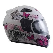 Capacete Para Moto Integral Ebf Capacetes New Spark Branco E Rosa Borboleta Tamanho 60 