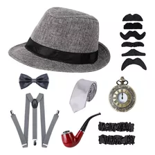 Set De Disfraz Fiesta De Gatsby 14 Piezas Para Hombre De Los Años 20