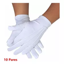 Guantes Blancos Algodón 10pz Para Escolta, Mesero, Chambelan