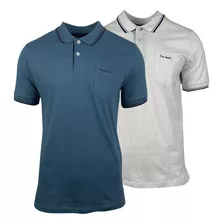 Kit 2 Unidades Camisas Polos Em Malha Algodão Pierre Cardin