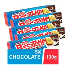 Kit 5 Bolachas Recheio Chocolate Passatempo Pacote 130g