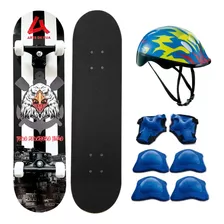 Skate Semi Profissional Para Iniciante Infantil Kit Proteção