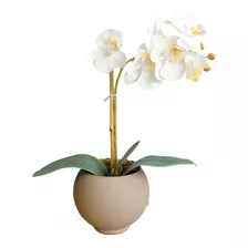 Arranjo Artificial Orquídea Branca No Vaso De Vidro Fendi