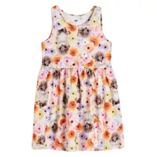 Vestido H&m. Sin Mangas. Gatitos Y Flores