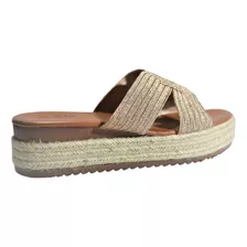 Sandalias Zuecos De Mujer Textil Plantilla Confort Liviana 