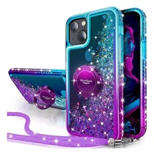 Funda Para iPhone 13 Mini 5.4 Brillos Anillo Soporte Y Tira