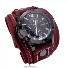 Relógio Masculino Tipo Bracelete Largo Retrô Couro Mod. W28