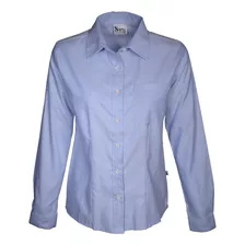 Camisa Oxford Celeste Algodon Dama Bolsillo Uniforme