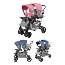 Coche Gemelar O Mellicero Para Bebes Trencito Babyhappy Color Gris Color Del Chasis Plomo