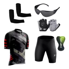 Conjunto Roupa Ciclismo + Luvas Ciclismo Bike Bicicleta