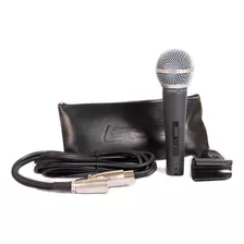Microfone C/ Fio Profissional Lexsen Estojo E Cabo Lm-58s Cor Cinza-escuro