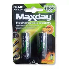 Pack 2 Pilas Aa Recargables 4800 Mah Maxday - Miki Imports