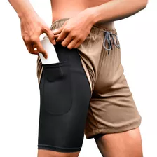 Gimnasio Short Con Licra Deportiva 2 En 1 Hombre Correr