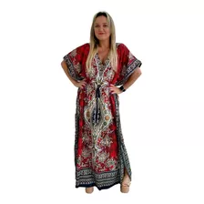 Vestido Kaftan Indiano Longo Estampado Plus Size - Cod. 1500