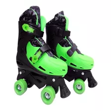 Patins Roller Ajustável Verde E Preto - Dm Toys