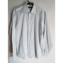 Camisa De Hombre Clasicc Talle M Blanca A Cuadros, Cataleya 