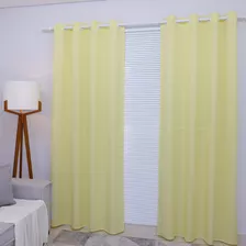 Cortina Para Sala E Quarto 300x280 Com Ilhos Para Varão Cor Amarelo-bebê