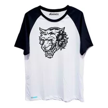 Camiseta Camisa Confortável Lobo Feroz Raglan Premium Aminex