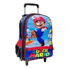 Mochila Infantil Mario Bros Luigi Bolsa Escolar Rodinhas