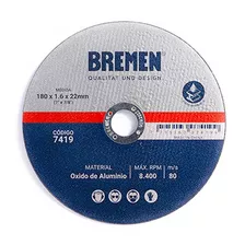 Disco Corte Amoladora Metal Bremen 180 X 1.6mm Caja 10u 7419