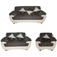 Juego De Sala Perla 3-2-1 Cuerpos - Gris Y Beige Dmuebles