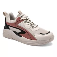 Moramora Tenis Para Mujer Beige Rosa Negro, Código 121933-e