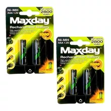 Pack X4 Pilas Recargable Aaa 2800mah Maxday / Tomasstore