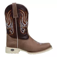 Bota Texana Country Sola Branca Bico Quadrado Couro 4country