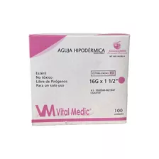 Aguja HiPodérmica 16 X 1 1/2 X 100 Unidades Vitalmedic