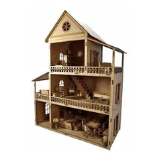 Casa P Boneca Polly Mobiliada 32 Moveis 60x44x20 Mdf Madeira