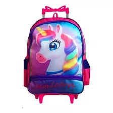 Mochila Unicornio Infantil Rodinhas Bolsa Feminina 