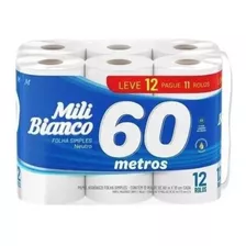 Papel Higienico 60m Bianco Mili Neutro C/12 