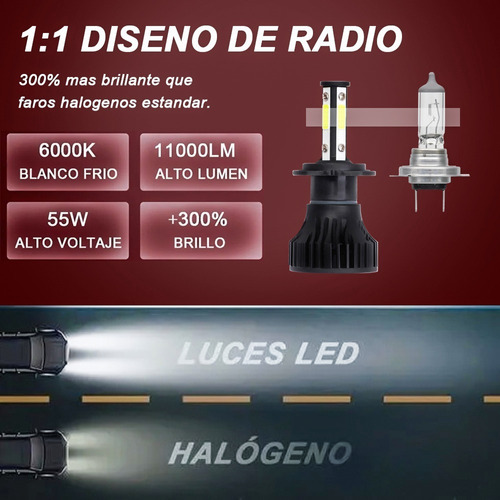 H7 Kit De Focos Led De 4 Lados 6000k 11000lm Para Volkswagen Foto 5