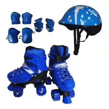 Kit Meninos Radical Patins 60kg + Kit Proteção Completo Azul