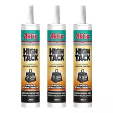 Kit 3 Fixa Tudo Akfix High Tack Adesivo Pu Multiuso 510g